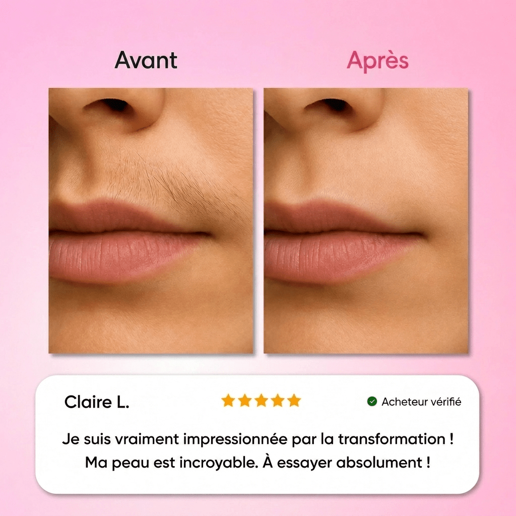 Le premier kit complet en 3 étapes qui affaiblit et dissout les poils hormonaux sans douleur ni irritation.