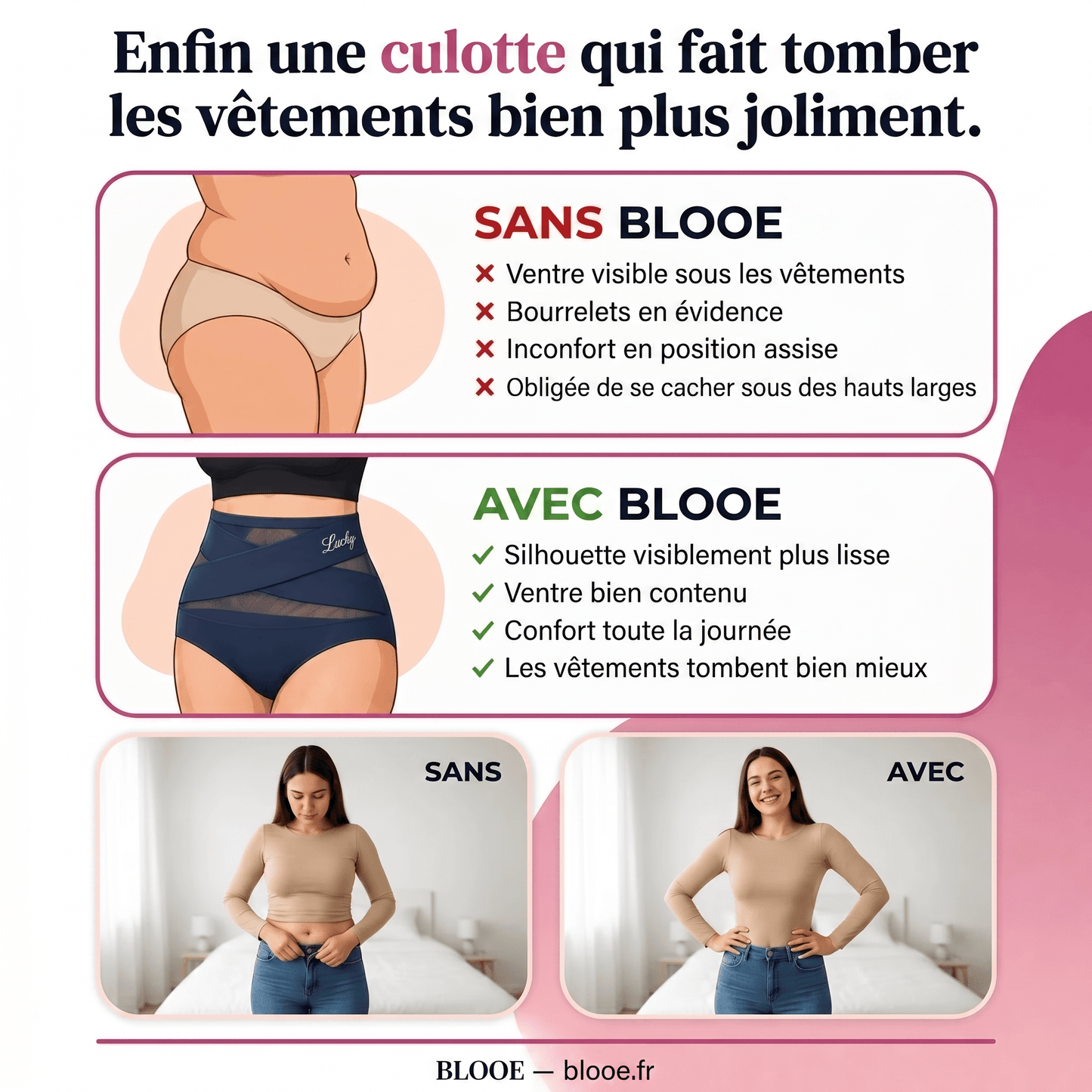 Culotte gainante taille haute - Effet ventre plat sans coutures