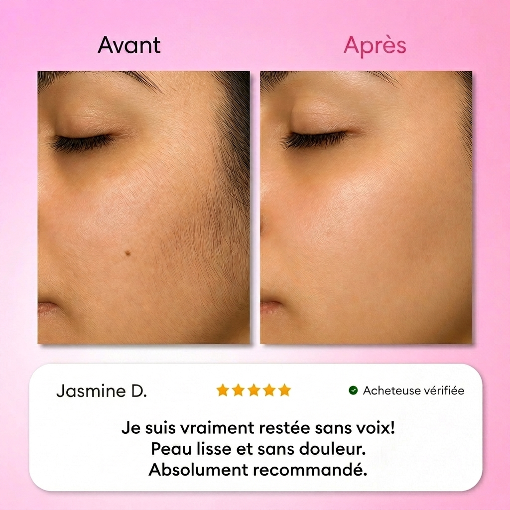 Le premier kit complet en 3 étapes qui affaiblit et dissout les poils hormonaux sans douleur ni irritation.